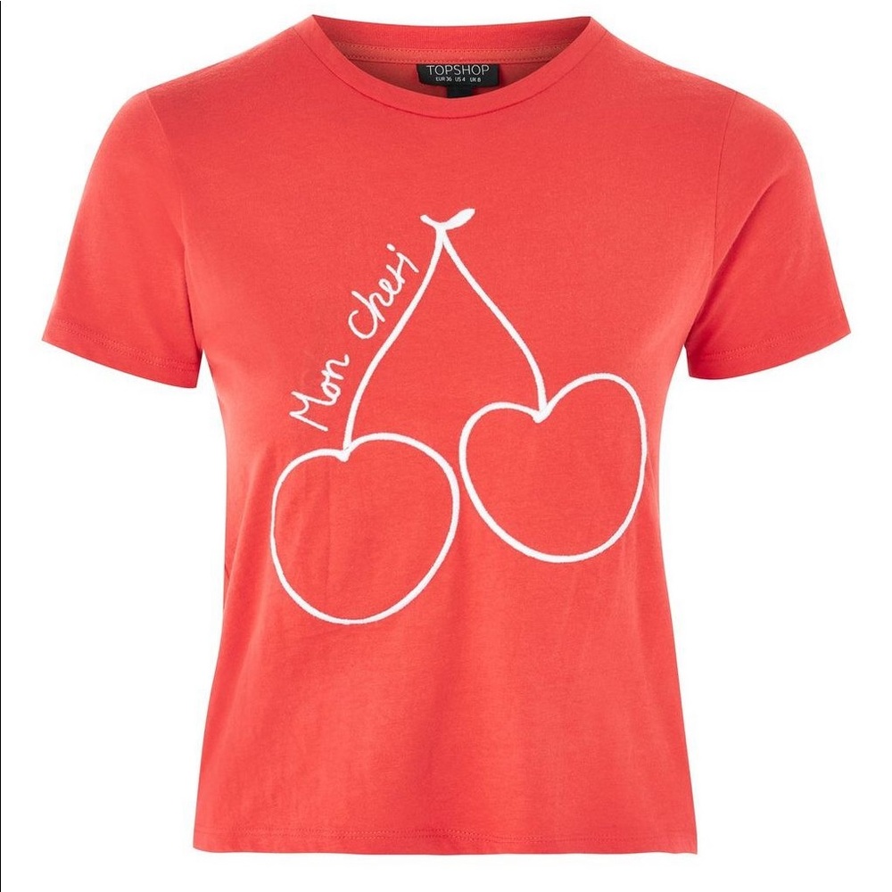 Topshop Red Tshirt Mon Cheri Size 2